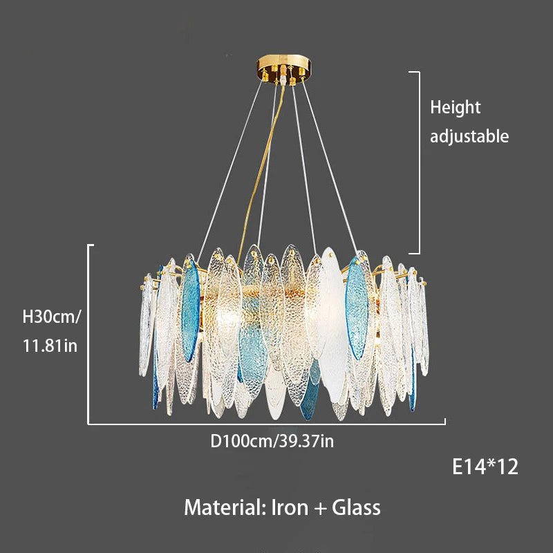 Leslie Teardrop Glass Ring Chandelier | Modern Textured Statement Light - Lumos Glows 100CM