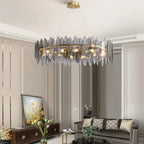 Leslie Teardrop Glass Ring Chandelier | Modern Textured Statement Light - Lumos Glows 40CM