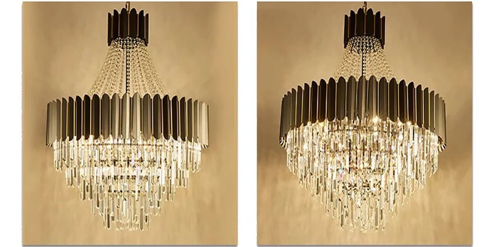 Logan Modern Stainless Steel Tiered Crystal Chandelier - Lumos Glows136:200003938White light;200000531:365458D80cm