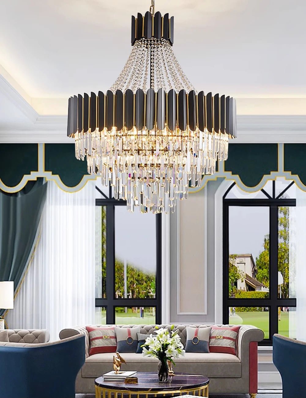 Logan Modern Stainless Steel Tiered Crystal Chandelier - Lumos Glows136:200003938White light;200000531:365458D80cm