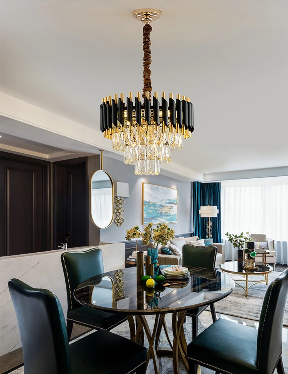 Logan Modern Stainless Steel Tiered Crystal Chandelier - Lumos Glows136:200003938White light;200000531:365458D80cm