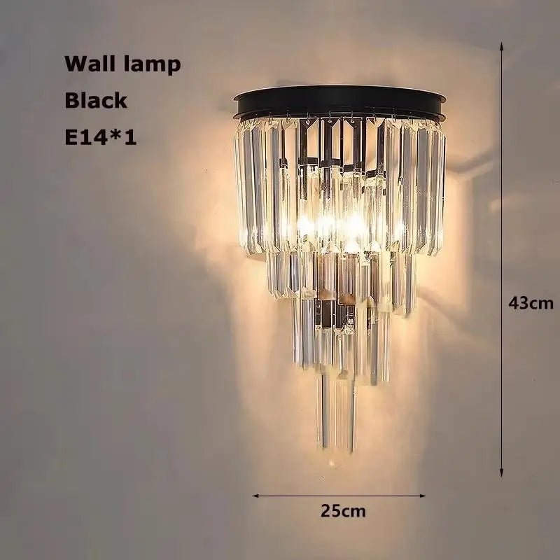Logan Modern Stainless Steel Tiered Crystal Chandelier - Lumos Glows136:2000025723 color light;200000531:193Wall lamp