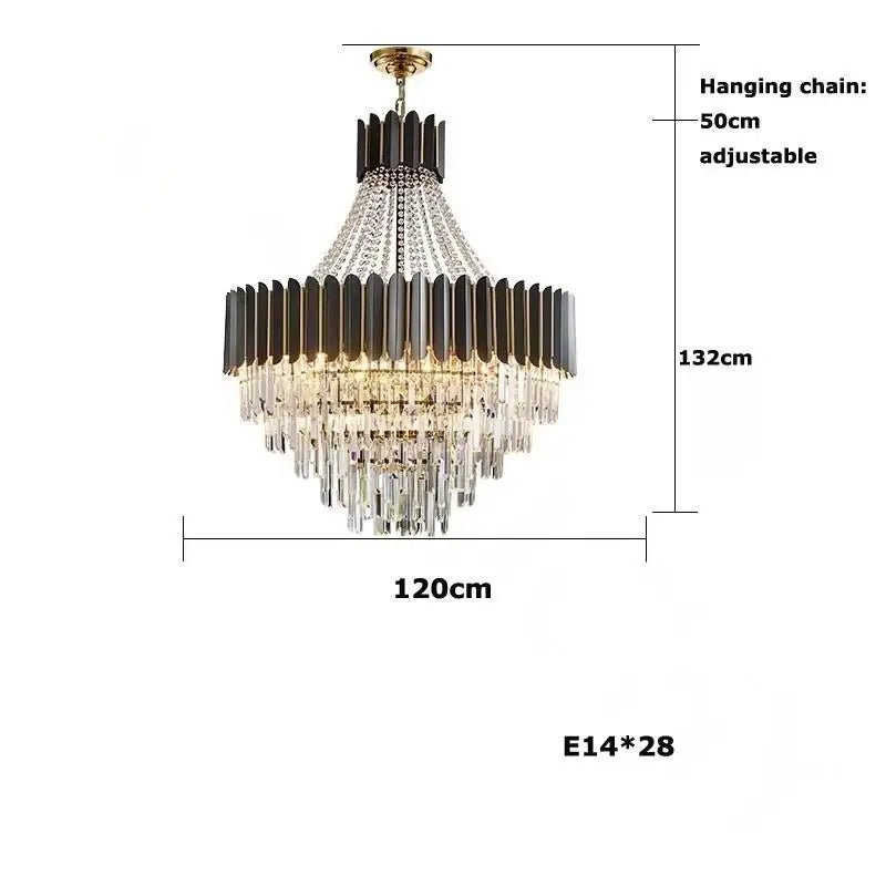 Logan Modern Stainless Steel Tiered Crystal Chandelier - Lumos Glows136:200003938White light;200000531:350852D120cm