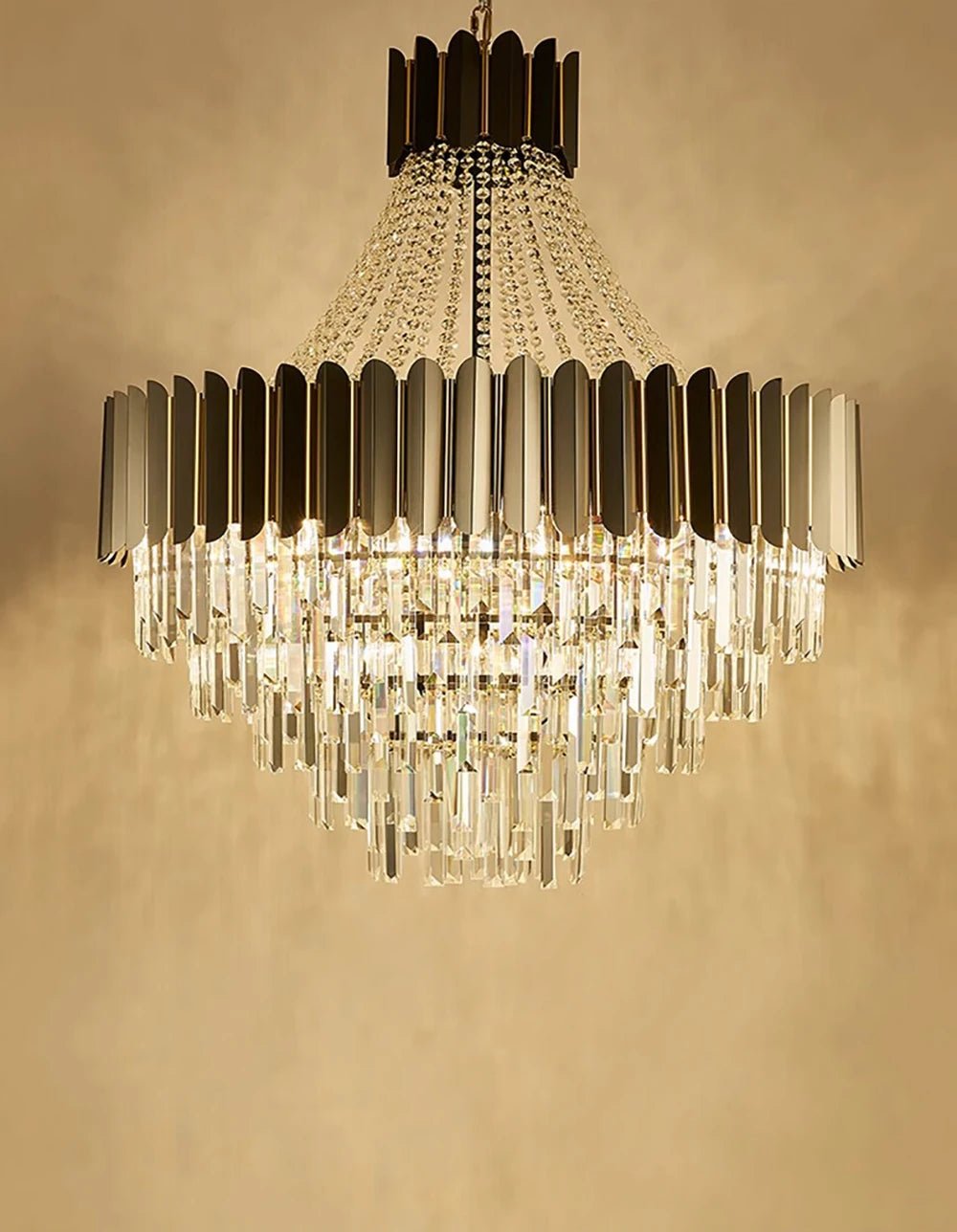 Logan Modern Stainless Steel Tiered Crystal Chandelier - Lumos Glows136:200003938White light;200000531:365458D80cm