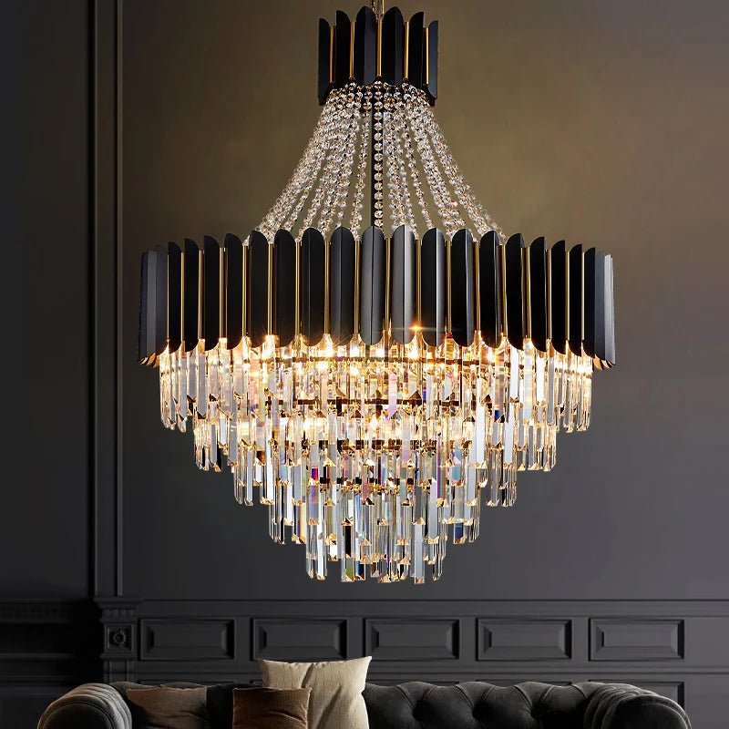 Logan Modern Stainless Steel Tiered Crystal Chandelier - Lumos Glows136:200003938White light;200000531:365458D80cm