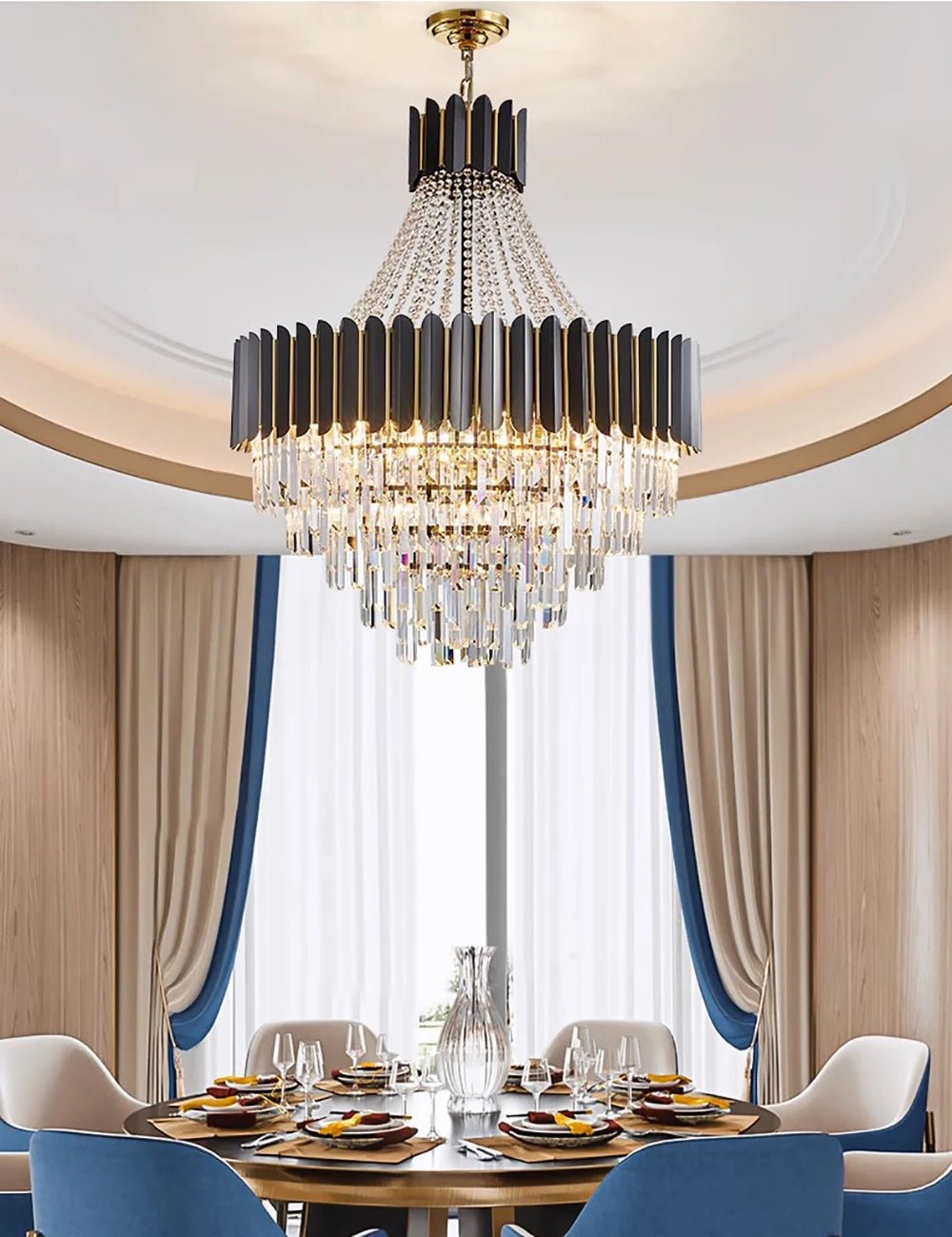 Logan Modern Stainless Steel Tiered Crystal Chandelier - Lumos Glows136:200003938White light;200000531:365458D80cm
