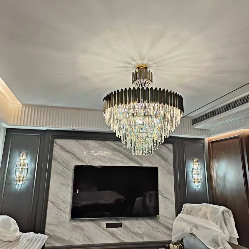 Logan Modern Stainless Steel Tiered Crystal Chandelier - Lumos Glows136:200003938White light;200000531:365458D80cm