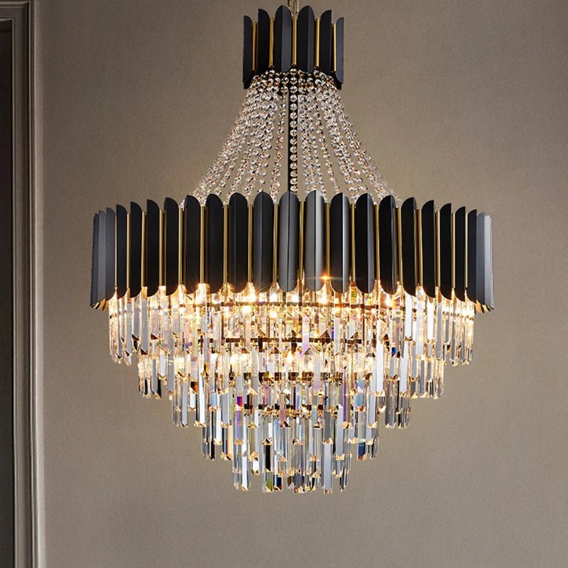 Logan Modern Stainless Steel Tiered Crystal Chandelier - Lumos Glows136:200003938White light;200000531:365458D80cm