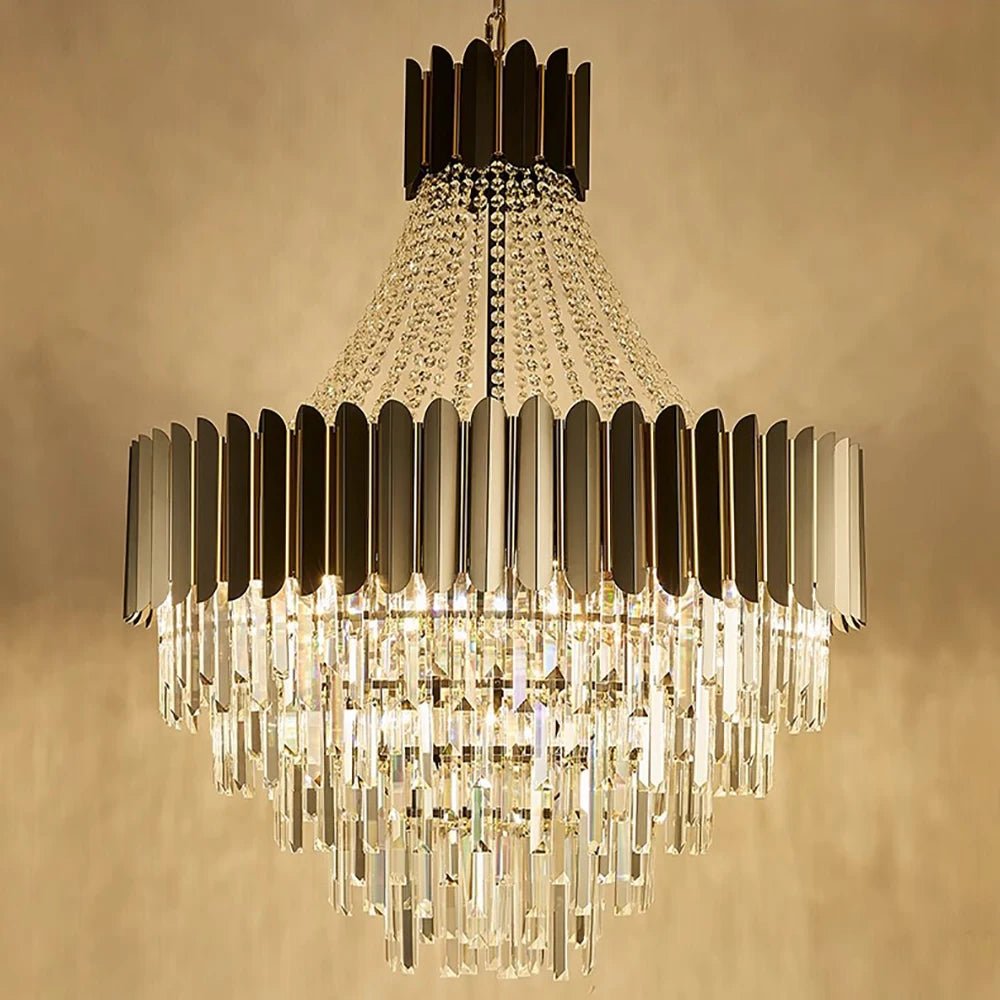 Logan Modern Stainless Steel Tiered Crystal Chandelier - Lumos Glows136:200003938White light;200000531:365458D80cm