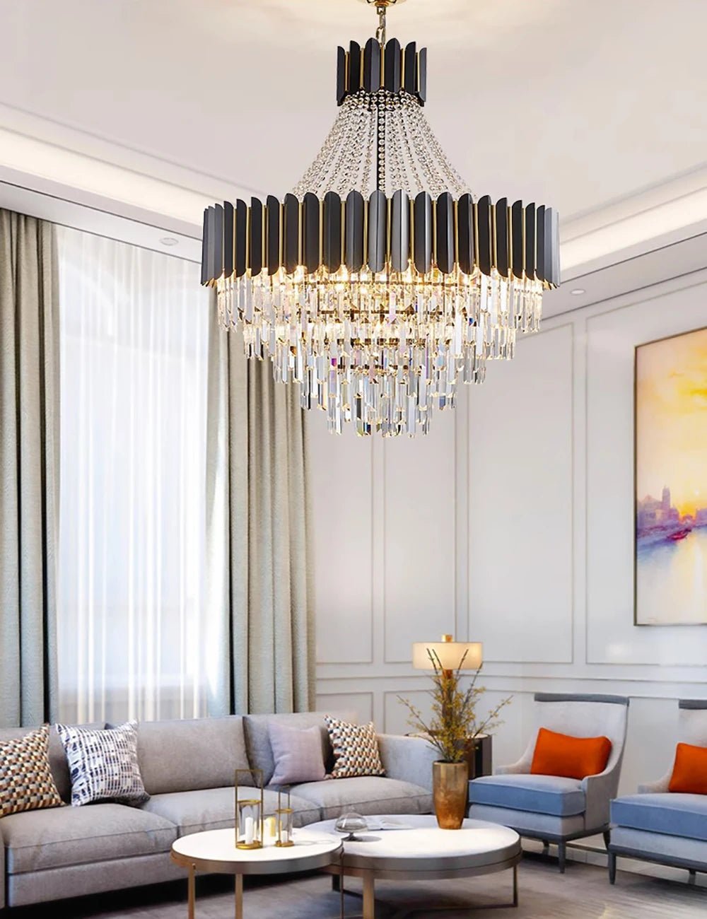 Logan Modern Stainless Steel Tiered Crystal Chandelier - Lumos Glows136:200003938White light;200000531:365458D80cm