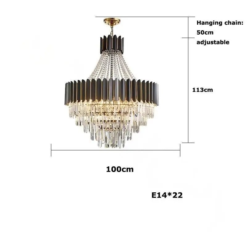 Logan Modern Stainless Steel Tiered Crystal Chandelier - Lumos Glows136:2000025723 color light;200000531:175D100cm