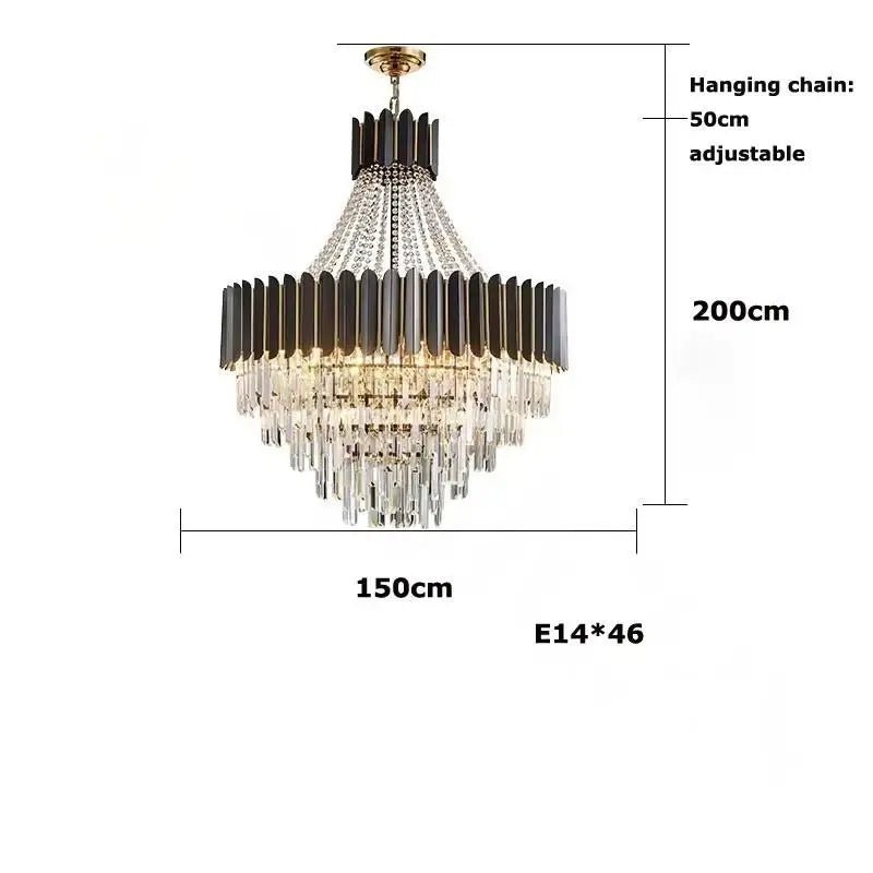 Logan Modern Stainless Steel Tiered Crystal Chandelier - Lumos Glows136:2000025723 color light;200000531:1052D150cm