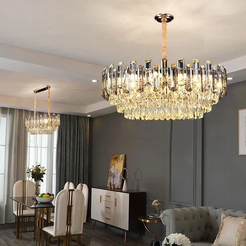 Luis Rounded Two - Tier Crystal Cut Edge Chandelier - Lumos Glows136:200003939warm light(3000k) 80cm ceiling Double