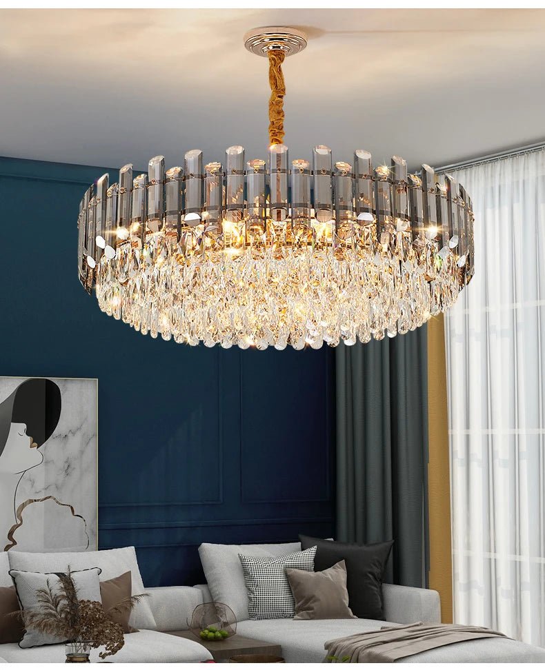 Luis Rounded Two - Tier Crystal Cut Edge Chandelier - Lumos Glows136:200003939warm light(3000k) 80cm ceiling Double