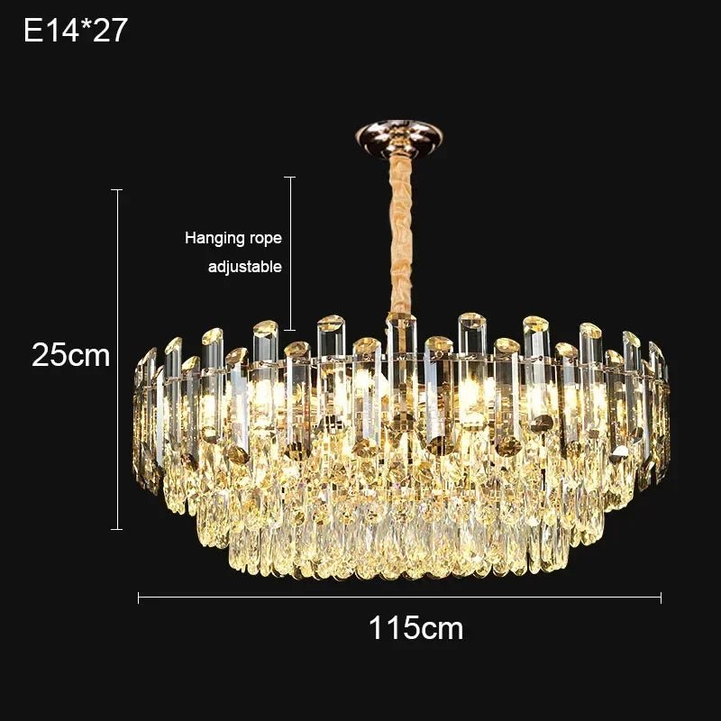 Luis Rounded Two - Tier Crystal Cut Edge Chandelier - Lumos Glows136:2000025723 lights changeable 115cm Pendant