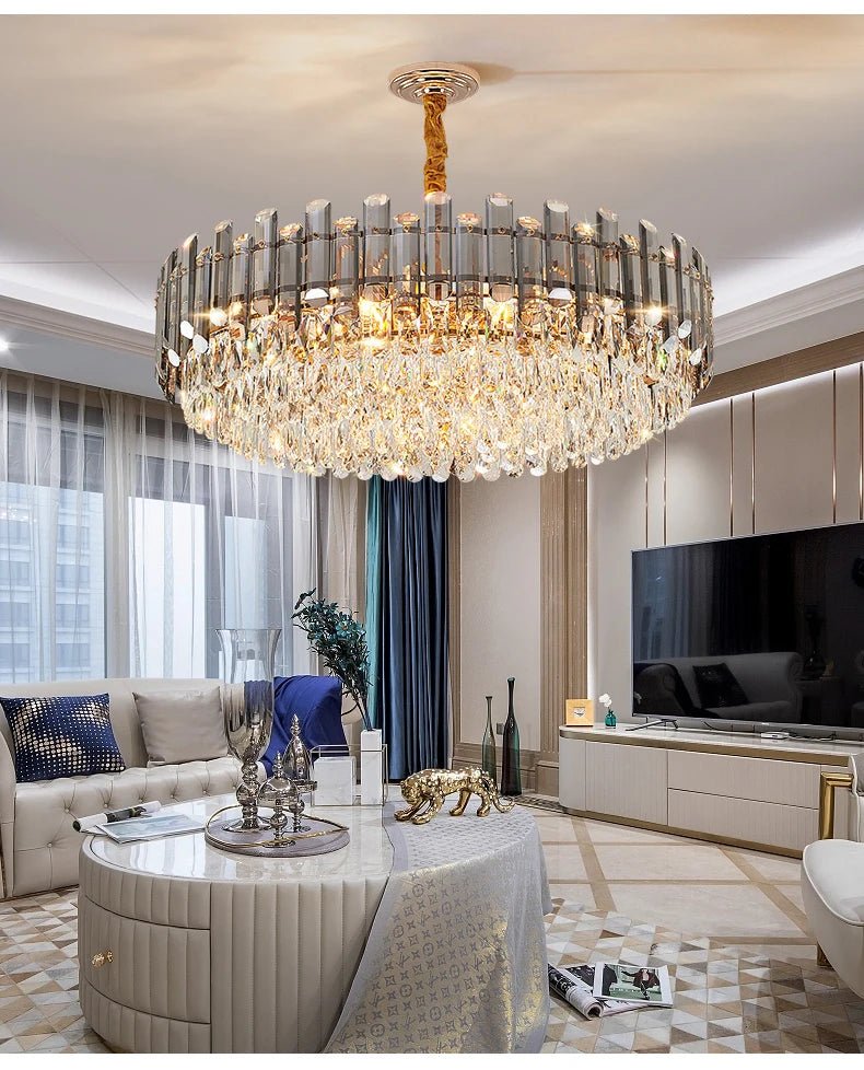 Luis Rounded Two - Tier Crystal Cut Edge Chandelier - Lumos Glows136:200003939warm light(3000k) 80cm ceiling Double
