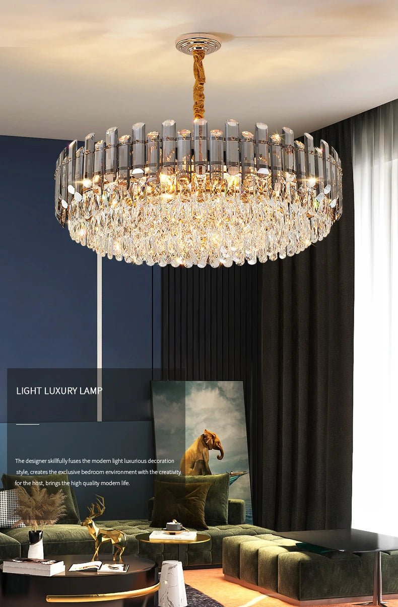 Luis Rounded Two - Tier Crystal Cut Edge Chandelier - Lumos Glows136:200003939warm light(3000k) 80cm ceiling Double