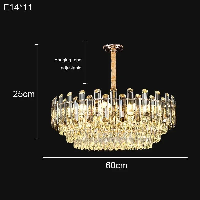 Luis Rounded Two - Tier Crystal Cut Edge Chandelier - Lumos Glows136:2000025723 lights changeable 60cm Pendant