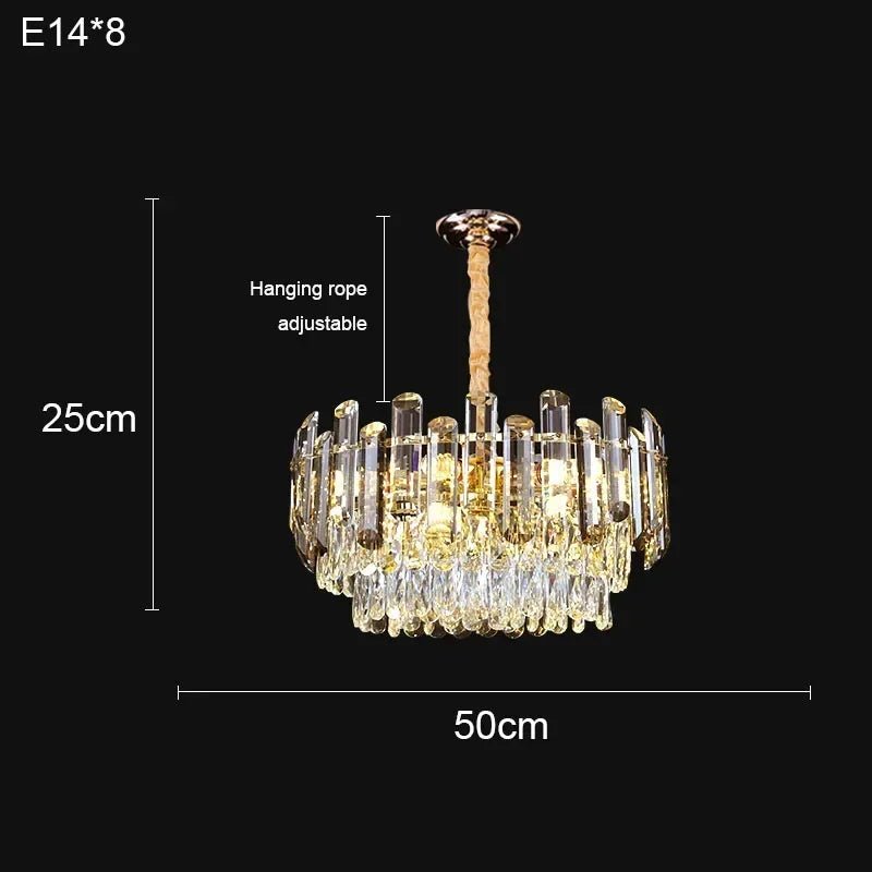 Luis Rounded Two - Tier Crystal Cut Edge Chandelier - Lumos Glows136:2000025723 lights changeable 50cm Pendant
