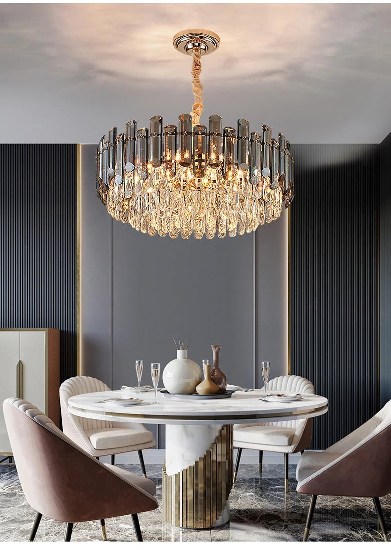 Luis Rounded Two - Tier Crystal Cut Edge Chandelier - Lumos Glows136:200003939warm light(3000k) 80cm ceiling Double
