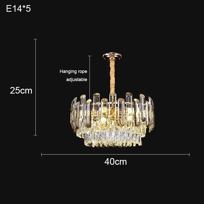 Luis Rounded Two - Tier Crystal Cut Edge Chandelier - Lumos Glows136:2000025723 lights changeable 40cm Pendant