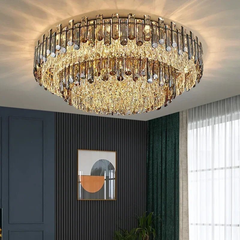 Luis Rounded Two - Tier Crystal Cut Edge Chandelier - Lumos Glows136:200003939warm light(3000k) 80cm ceiling Double