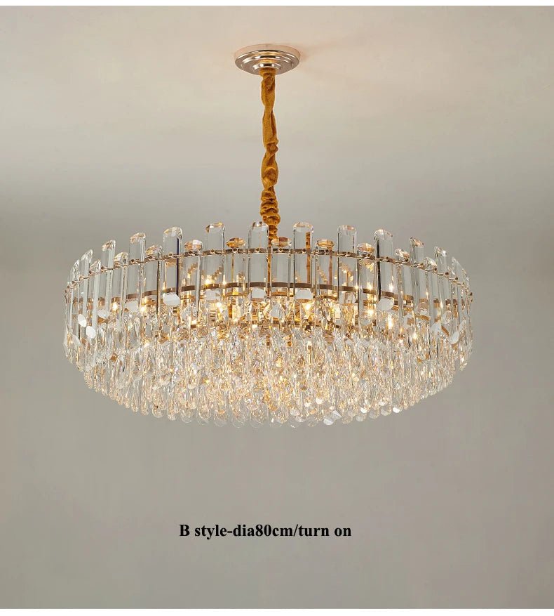 Luis Rounded Two - Tier Crystal Cut Edge Chandelier - Lumos Glows136:200003939warm light(3000k) 80cm ceiling Double