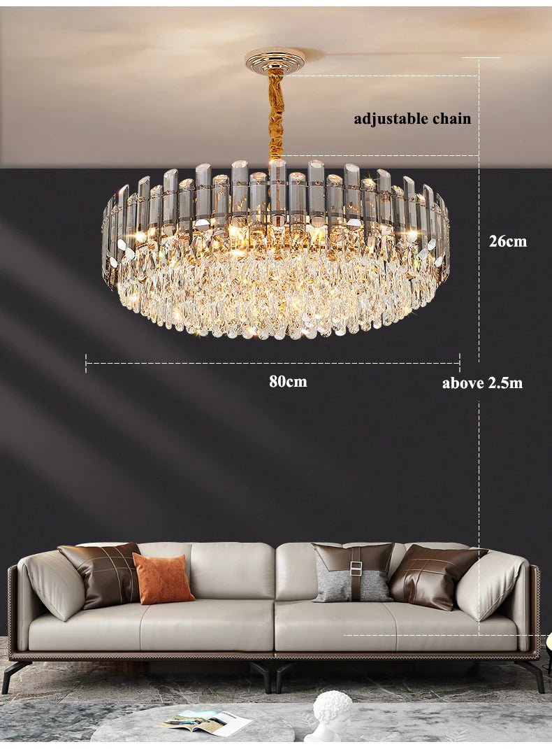 Luis Rounded Two - Tier Crystal Cut Edge Chandelier - Lumos Glows136:200003939warm light(3000k) 80cm ceiling Double