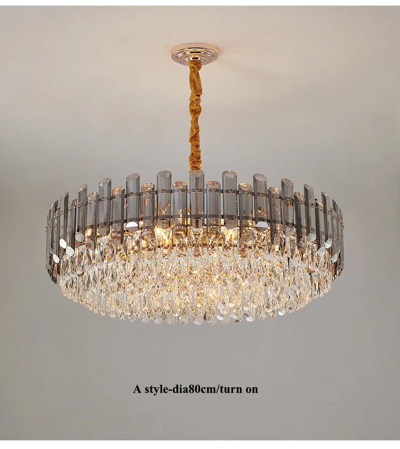 Luis Rounded Two - Tier Crystal Cut Edge Chandelier - Lumos Glows136:200003939warm light(3000k) 80cm ceiling Double