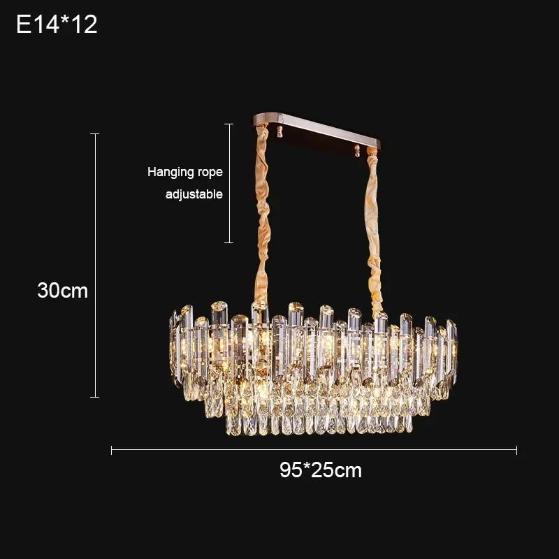 Luis Rounded Two - Tier Crystal Cut Edge Chandelier - Lumos Glows136:2000025723 lights changeable oval 95cm Pendant