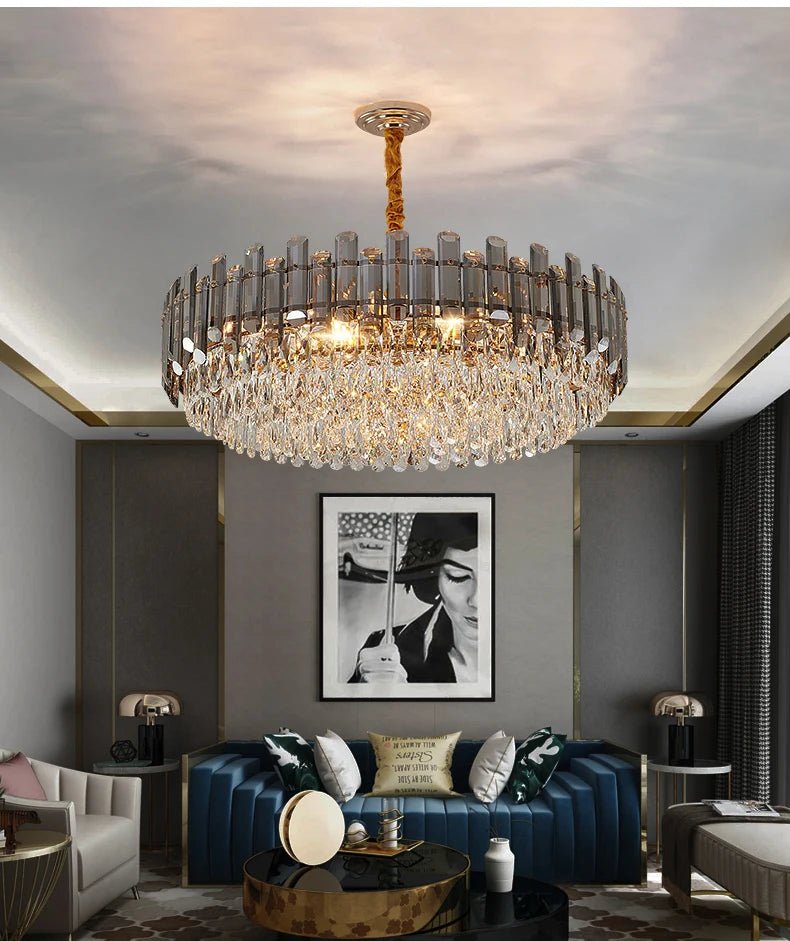 Luis Rounded Two - Tier Crystal Cut Edge Chandelier - Lumos Glows136:200003939warm light(3000k) 80cm ceiling Double