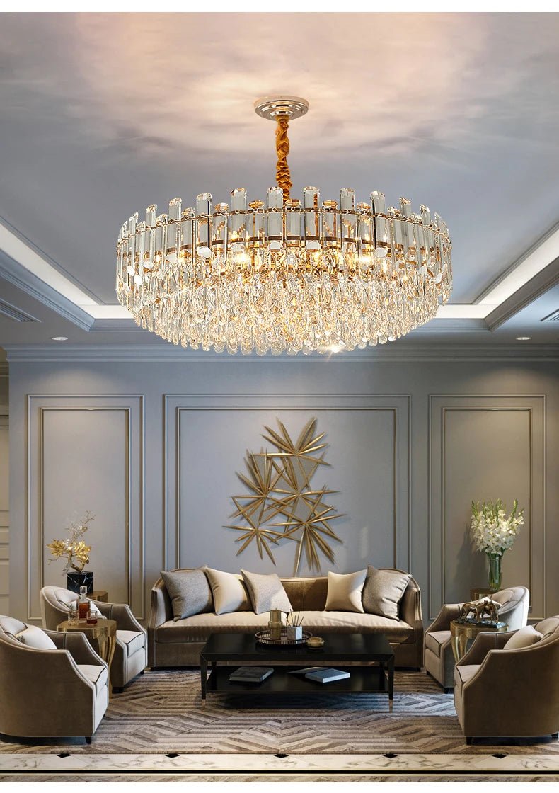 Luis Rounded Two - Tier Crystal Cut Edge Chandelier - Lumos Glows136:200003939warm light(3000k) 80cm ceiling Double