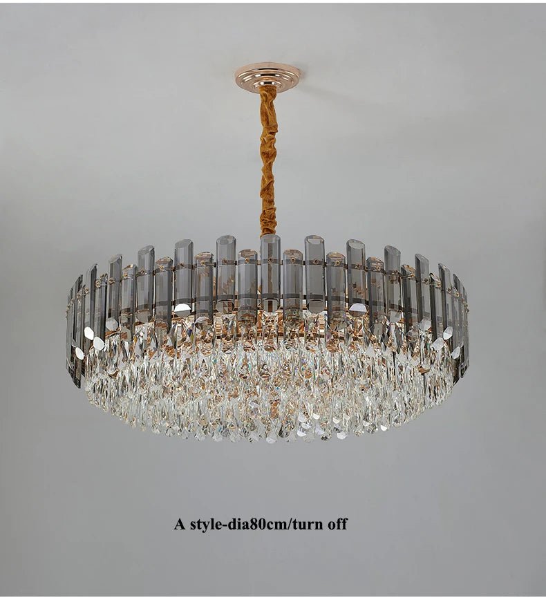 Luis Rounded Two - Tier Crystal Cut Edge Chandelier - Lumos Glows136:200003939warm light(3000k) 80cm ceiling Double