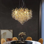 Luxussio | Modern Crystal Gold Chandelier with LED Lights - Lumos Glows136:200003938Neutral light 4000k Silver bracket