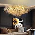 Luxussio | Modern Crystal Gold Chandelier with LED Lights - Lumos Glows136:200003938Neutral light 4000k Silver bracket