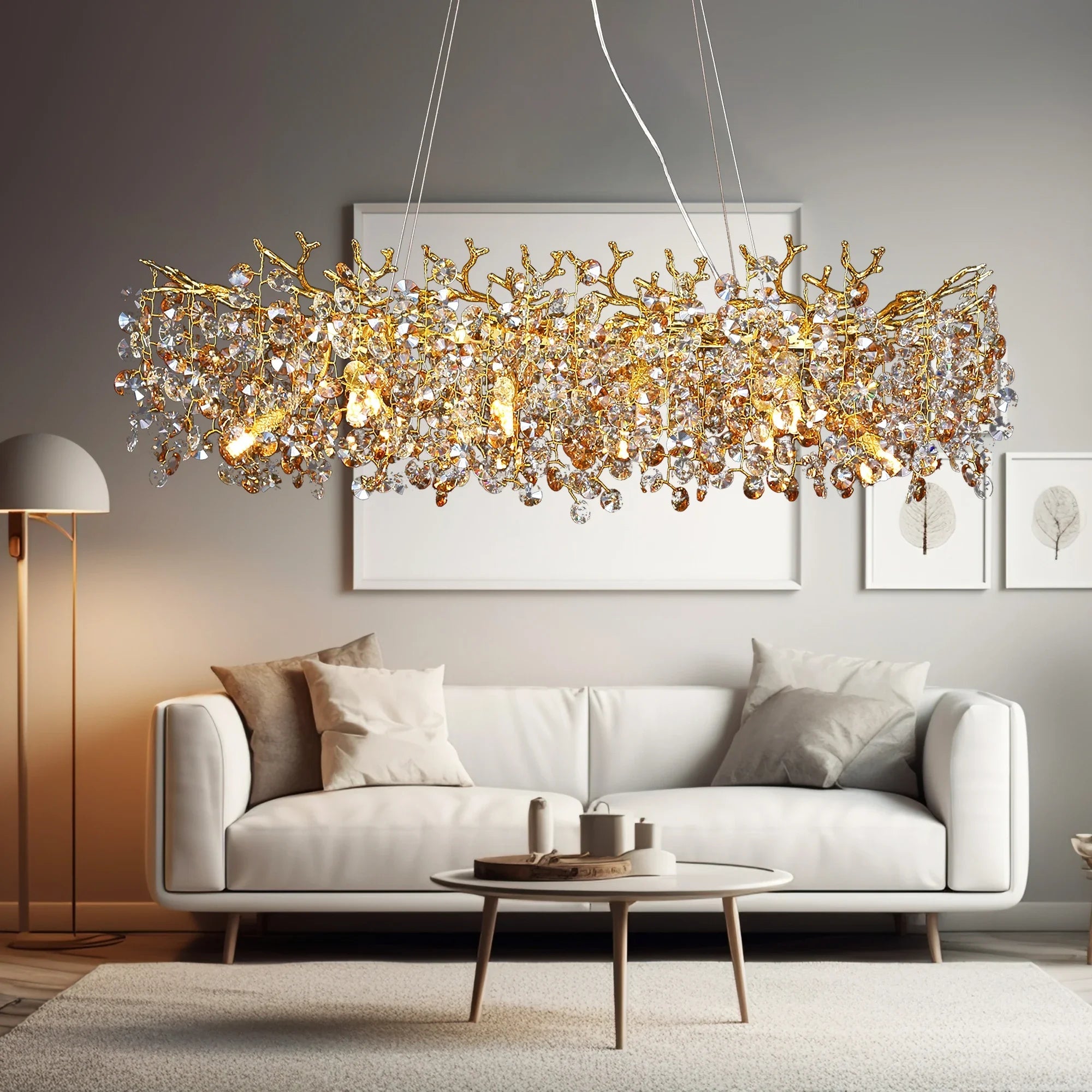 Luxussio | Modern Crystal Gold Chandelier with LED Lights - Lumos Glows Neutral light 4000k 1080cm;5:361386Silver bracket
