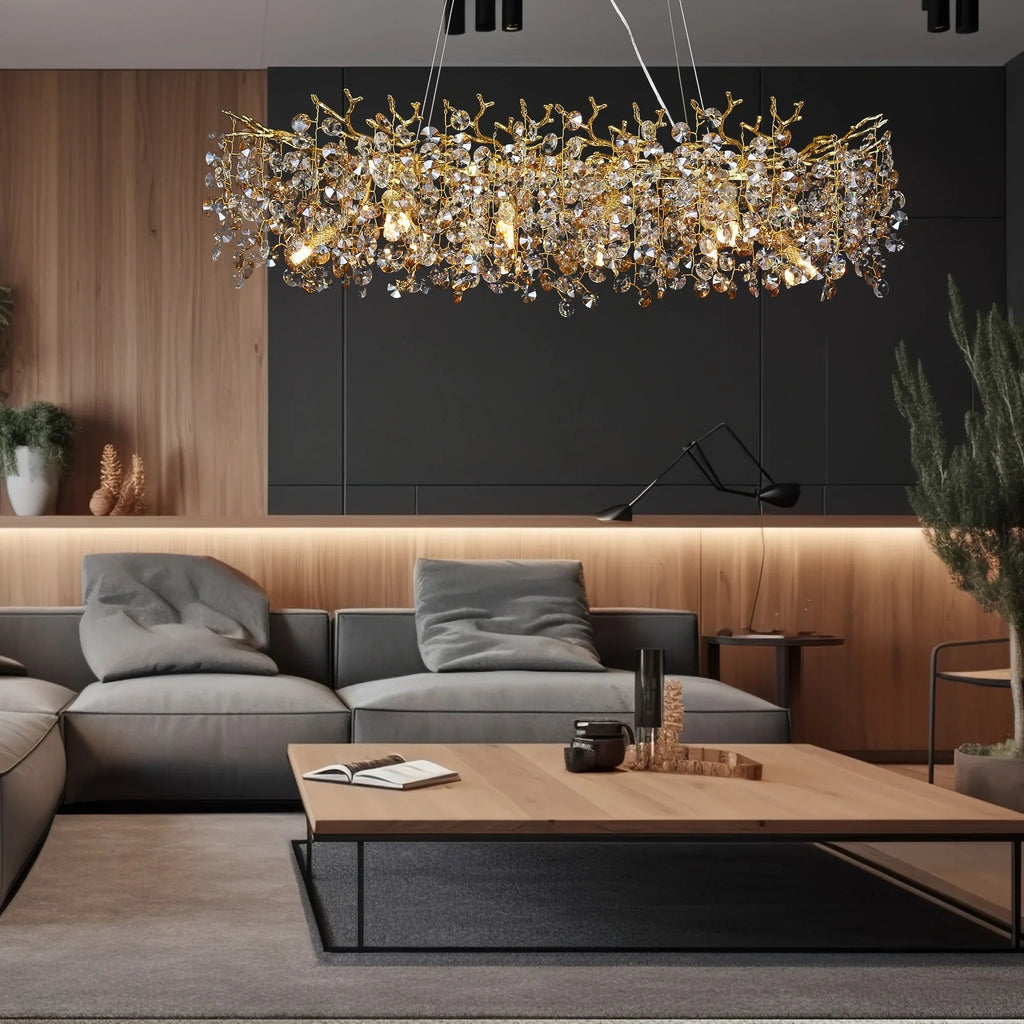 Luxussio | Modern Crystal Gold Chandelier with LED Lights - Lumos Glows Neutral light 4000k 1080cm;5:361386Silver bracket