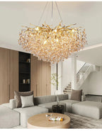 Luxussio | Modern Crystal Gold Chandelier with LED Lights - Lumos Glows136:200003938Neutral light 4000k Silver bracket