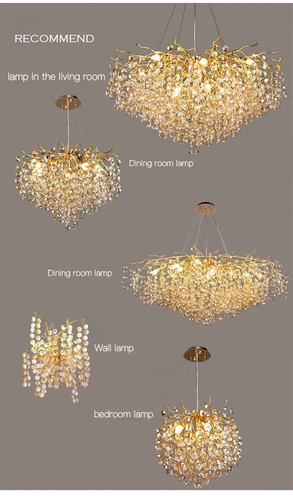 Luxussio | Modern Crystal Gold Chandelier with LED Lights - Lumos Glows136:200003938Neutral light 4000k Silver bracket