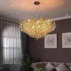 Luxussio | Modern Crystal Gold Chandelier with LED Lights - Lumos Glows136:200003938Neutral light 4000k Silver bracket