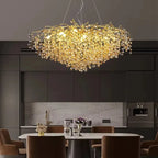 Luxussio | Modern Crystal Gold Chandelier with LED Lights - Lumos Glows136:200003938Neutral light 4000k Silver bracket