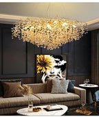 Luxussio | Modern Crystal Gold Chandelier with LED Lights - Lumos Glows136:200003938Neutral light 4000k Silver bracket