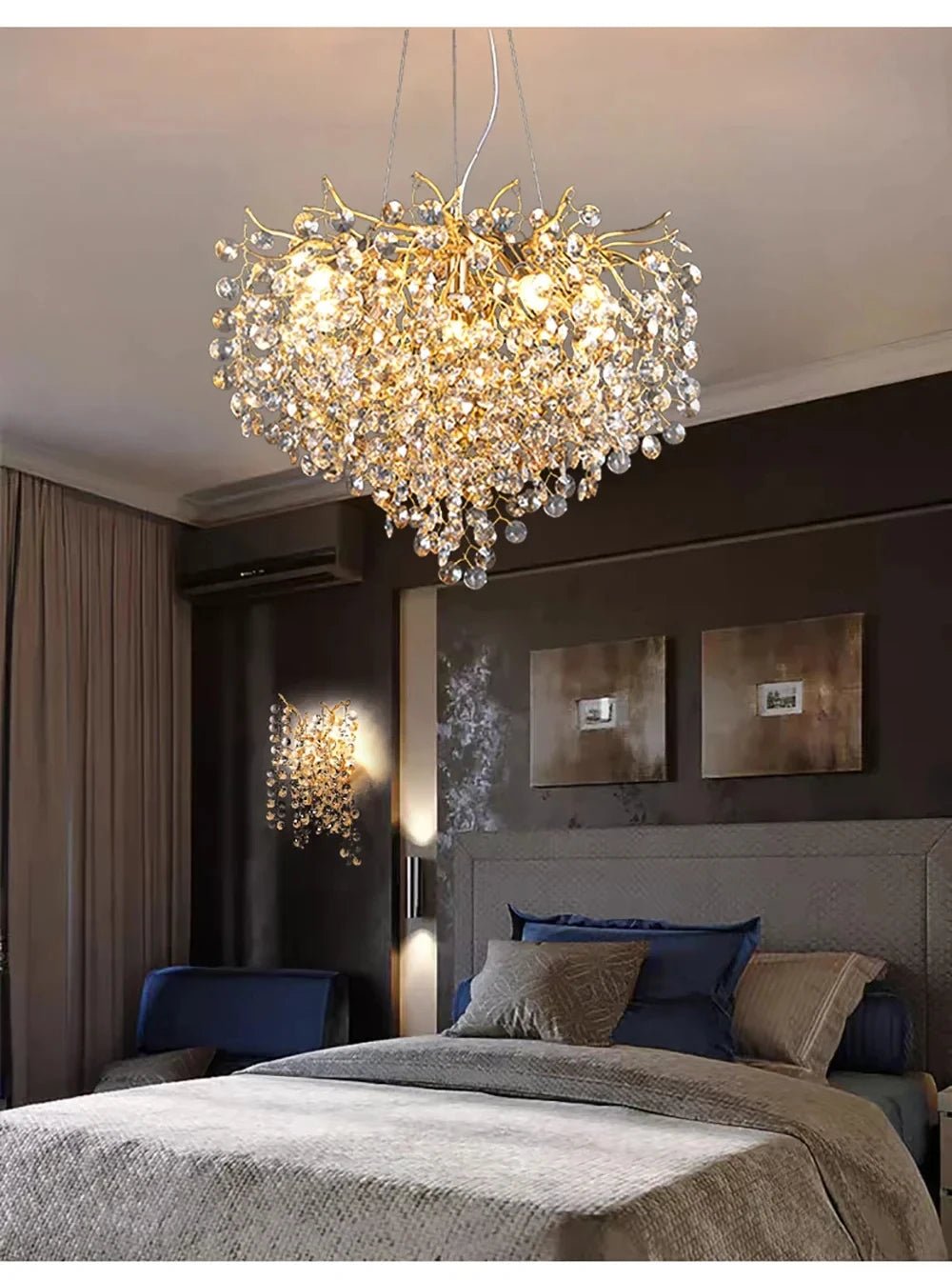 Luxussio | Modern Crystal Gold Chandelier with LED Lights - Lumos Glows136:200003938Neutral light 4000k Silver bracket