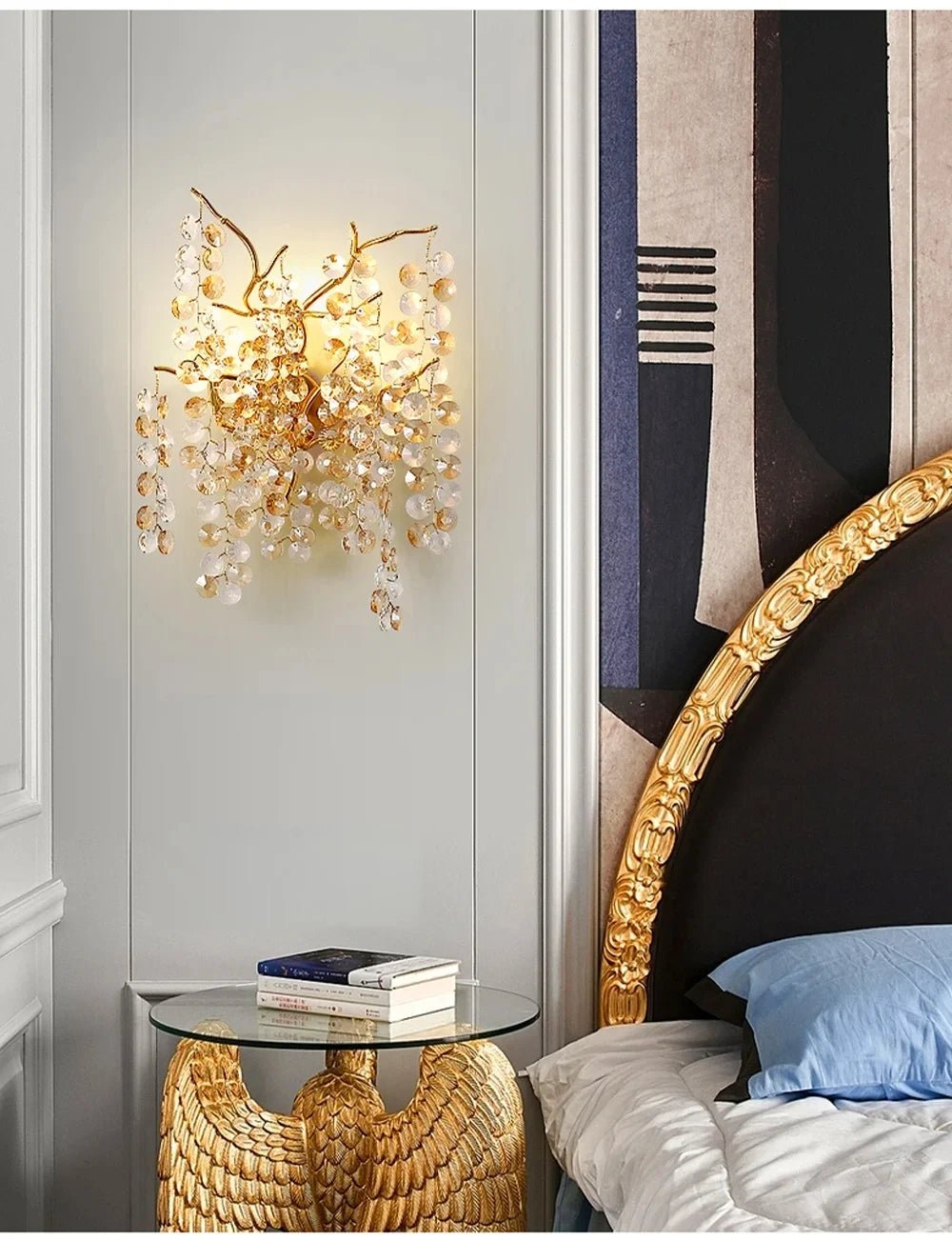 Luxussio | Modern Crystal Gold Chandelier with LED Lights - Lumos Glows136:200003938Neutral light 4000k Silver bracket