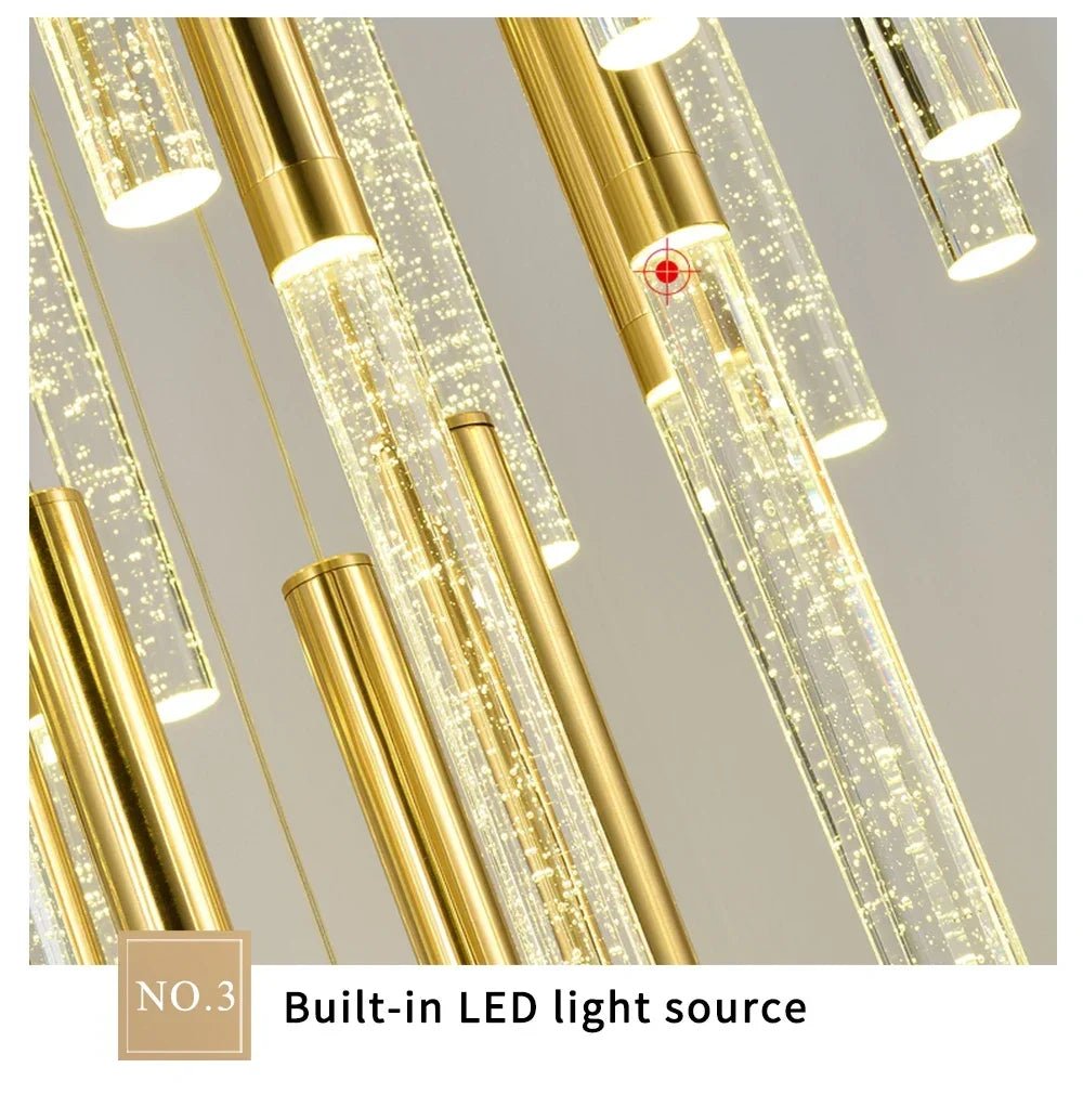 Mya Copper & Crystal Strand Chandelier - Modern Linear LED Light - Lumos Glows  H350cm 49lights;5:361386Gold