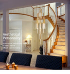 Mya Copper & Crystal Strand Chandelier - Modern Linear LED Light - Lumos Glows  H350cm 49lights Gold