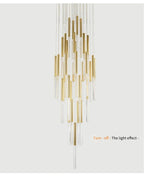 Mya Copper & Crystal Strand Chandelier - Modern Linear LED Light - Lumos Glows  H350cm 49lights Gold
