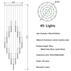 Mya Copper & Crystal Strand Chandelier - Modern Linear LED Light - Lumos Glows136  H350cm 49lights Gold