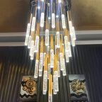 Mya Copper & Crystal Strand Chandelier - Modern Linear LED Light - Lumos Glows136 H350cm 49lights;5:361386Gold