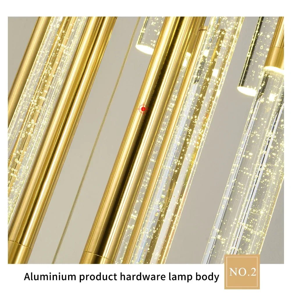 Mya Copper & Crystal Strand Chandelier - Modern Linear LED Light - Lumos Glows  H350cm 49lights Gold